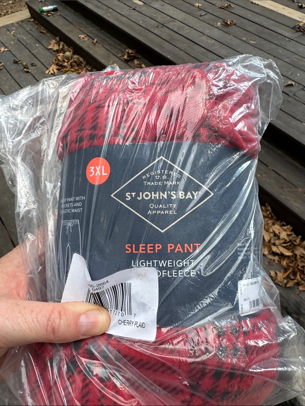 St. John's Bay Red Cherry Plaid Fleece Sleep Pants size 3XL